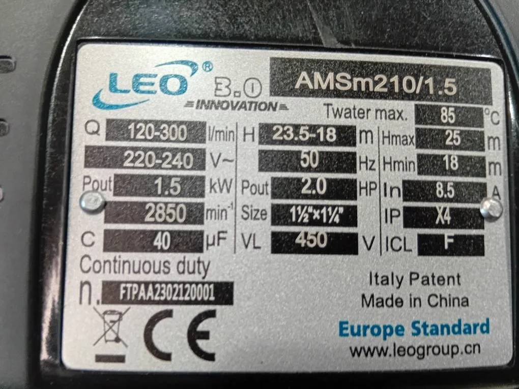 ۲۰۲۶۰۹۳۰_۱۰۲۳۳۲ پمپ استیل 304 تکفاز 2 اسب لئو AMSm210/1.5 - Image 5