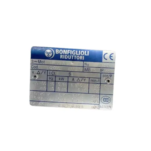 bonfiglioli-bn71a6-018kw-900rpm-motor الکتروموتور سه فاز پایهدار بونفیگلیولی 0.37 کیلووات 900 دور - Image 1